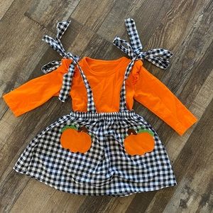 Gingham Pumpkin Jumper with Long Sleeve Shirt